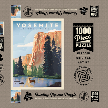 Darstellung des Puzzle Motivs Yosemite National Park: In The Shadow Of El Capitan, Vintage Poster 1000 Puzzle Schachtel 3D Modell