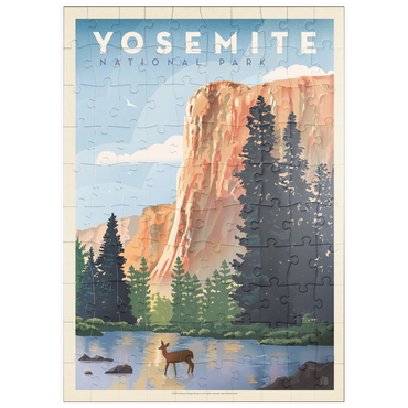 Darstellung des Puzzle Motivs puzzleplate Yosemite National Park: In The Shadow Of El Capitan, Vintage Poster 100 Puzzle