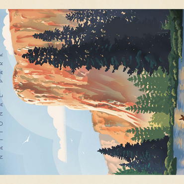 Darstellung des Puzzle Motivs Yosemite National Park: In The Shadow Of El Capitan, Vintage Poster 500 Puzzle 3D Modell