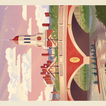 Darstellung des Puzzle Motivs Boston: Anderson Memorial Bridge, Vintage Poster 1000 Puzzle 3D Modell