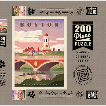 Darstellung des Puzzle Motivs Boston: Anderson Memorial Bridge, Vintage Poster 200 Puzzle Schachtel 3D Modell