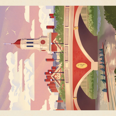 Darstellung des Puzzle Motivs Boston: Anderson Memorial Bridge, Vintage Poster 500 Puzzle 3D Modell