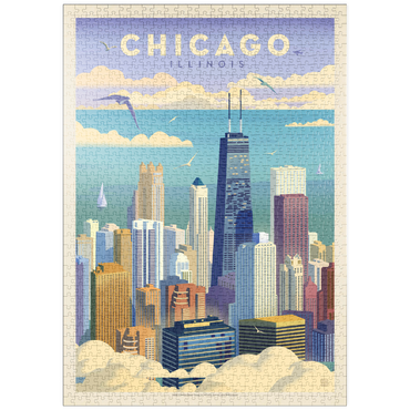 Darstellung des Puzzle Motivs puzzleplate Chicago: Bird's Eye View Of Lake Michigan, Vintage Poster 1000 Puzzle