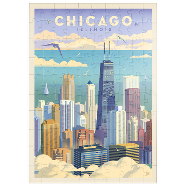 Darstellung des Puzzle Motivs puzzleplate Chicago: Bird's Eye View Of Lake Michigan, Vintage Poster 100 Puzzle