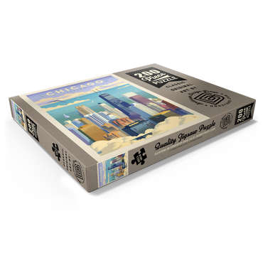 Darstellung des Puzzle Motivs Chicago: Bird's Eye View Of Lake Michigan, Vintage Poster 200 Puzzle Schachtel Ansicht1
