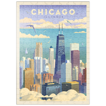 Darstellung des Puzzle Motivs puzzleplate Chicago: Bird's Eye View Of Lake Michigan, Vintage Poster 200 Puzzle
