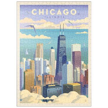 Darstellung des Puzzle Motivs puzzleplate Chicago: Bird's Eye View Of Lake Michigan, Vintage Poster 500 Puzzle