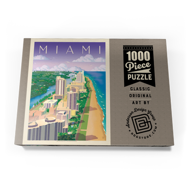 Darstellung des Puzzle Motivs Miami, FL: Bird's Eye View, Vintage Poster 1000 Puzzle Schachtel Ansicht3