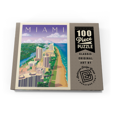 Darstellung des Puzzle Motivs Miami, FL: Bird's Eye View, Vintage Poster 100 Puzzle Schachtel Ansicht3