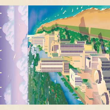Darstellung des Puzzle Motivs Miami, FL: Bird's Eye View, Vintage Poster 100 Puzzle 3D Modell