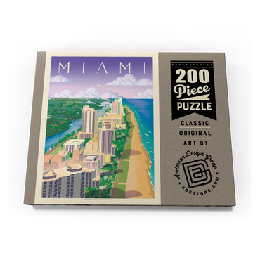 Darstellung des Puzzle Motivs Miami, FL: Bird's Eye View, Vintage Poster 200 Puzzle Schachtel Ansicht3