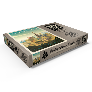 Darstellung des Puzzle Motivs San Francisco, CA: Tower View, Vintage Poster 500 Puzzle Schachtel Ansicht1