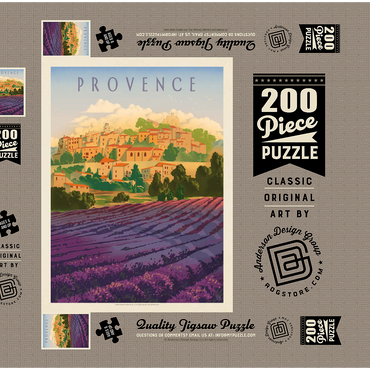 Darstellung des Puzzle Motivs France: Provence In The Afternoon, Vintage Poster 200 Puzzle Schachtel 3D Modell