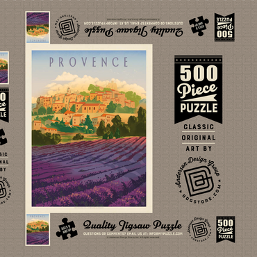 Darstellung des Puzzle Motivs France: Provence In The Afternoon, Vintage Poster 500 Puzzle Schachtel 3D Modell
