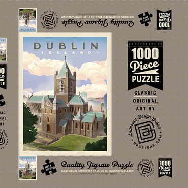 Darstellung des Puzzle Motivs Ireland: Dublin, Vintage Poster 1000 Puzzle Schachtel 3D Modell
