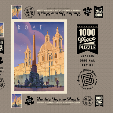Darstellung des Puzzle Motivs Italy: Rome In The Morning, Vintage Poster 1000 Puzzle Schachtel 3D Modell