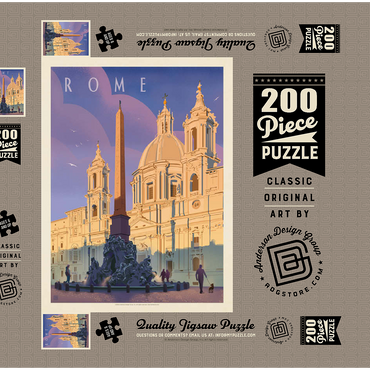 Darstellung des Puzzle Motivs Italy: Rome In The Morning, Vintage Poster 200 Puzzle Schachtel 3D Modell