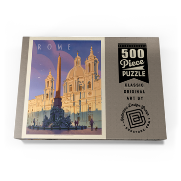 Darstellung des Puzzle Motivs Italy: Rome In The Morning, Vintage Poster 500 Puzzle Schachtel Ansicht3