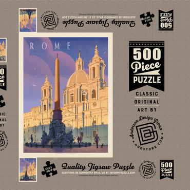 Darstellung des Puzzle Motivs Italy: Rome In The Morning, Vintage Poster 500 Puzzle Schachtel 3D Modell