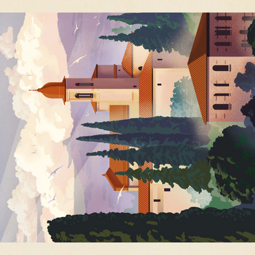 Darstellung des Puzzle Motivs Italy: Tuscany In The Summer, Vintage Poster 1000 Puzzle 3D Modell