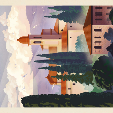 Darstellung des Puzzle Motivs Italy: Tuscany In The Summer, Vintage Poster 100 Puzzle 3D Modell