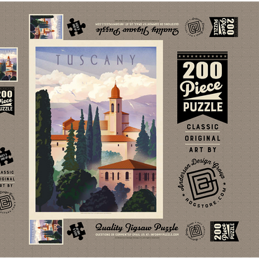 Darstellung des Puzzle Motivs Italy: Tuscany In The Summer, Vintage Poster 200 Puzzle Schachtel 3D Modell