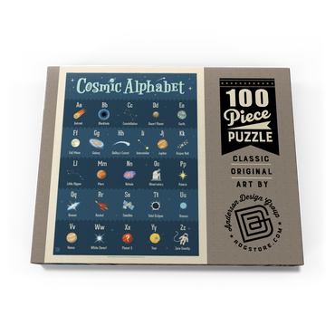 Darstellung des Puzzle Motivs Cosmic Alphabet, Vintage Poster 100 Puzzle Schachtel Ansicht3