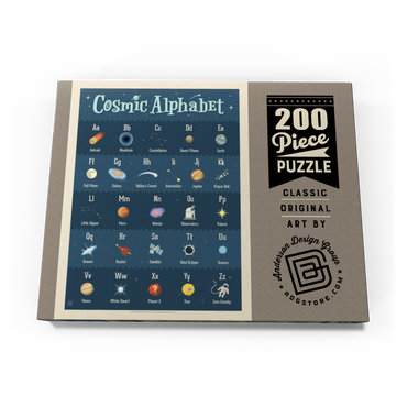 Darstellung des Puzzle Motivs Cosmic Alphabet, Vintage Poster 200 Puzzle Schachtel Ansicht3