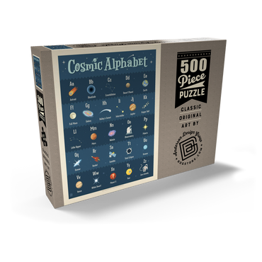 Darstellung des Puzzle Motivs Cosmic Alphabet, Vintage Poster 500 Puzzle Schachtel Ansicht2