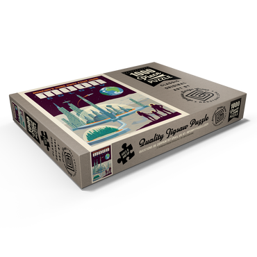 Darstellung des Puzzle Motivs Moon Colony: Home Away From Home, Vintage Poster 1000 Puzzle Schachtel Ansicht1