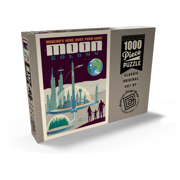 Darstellung des Puzzle Motivs Moon Colony: Home Away From Home, Vintage Poster 1000 Puzzle Schachtel Ansicht2