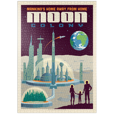 Darstellung des Puzzle Motivs puzzleplate Moon Colony: Home Away From Home, Vintage Poster 1000 Puzzle