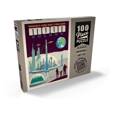 Darstellung des Puzzle Motivs Moon Colony: Home Away From Home, Vintage Poster 100 Puzzle Schachtel Ansicht2