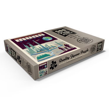 Darstellung des Puzzle Motivs Moon Colony: Home Away From Home, Vintage Poster 500 Puzzle Schachtel Ansicht1