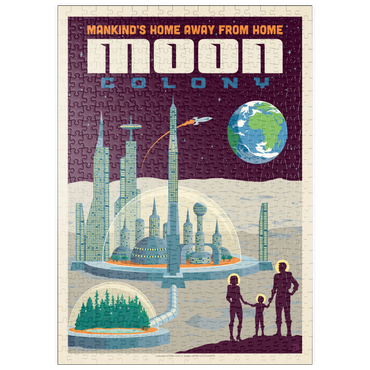Darstellung des Puzzle Motivs puzzleplate Moon Colony: Home Away From Home, Vintage Poster 500 Puzzle