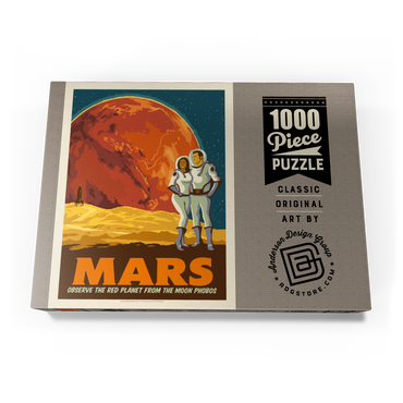 Darstellung des Puzzle Motivs Mars: As Seen From The Moon Phobos, Vintage Poster 1000 Puzzle Schachtel Ansicht3