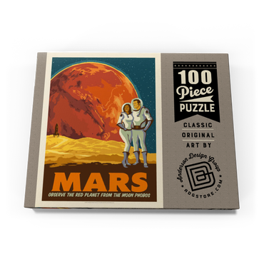 Darstellung des Puzzle Motivs Mars: As Seen From The Moon Phobos, Vintage Poster 100 Puzzle Schachtel Ansicht3