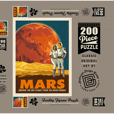 Darstellung des Puzzle Motivs Mars: As Seen From The Moon Phobos, Vintage Poster 200 Puzzle Schachtel 3D Modell