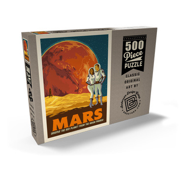 Darstellung des Puzzle Motivs Mars: As Seen From The Moon Phobos, Vintage Poster 500 Puzzle Schachtel Ansicht2