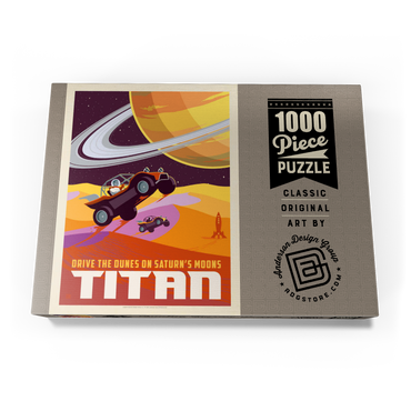 Darstellung des Puzzle Motivs Saturn: As Seen From Dune Buggies On Titan, Vintage Poster 1000 Puzzle Schachtel Ansicht3