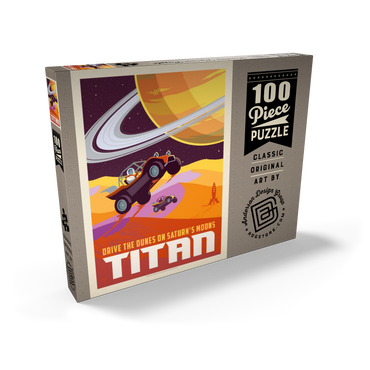 Darstellung des Puzzle Motivs Saturn: As Seen From Dune Buggies On Titan, Vintage Poster 100 Puzzle Schachtel Ansicht2