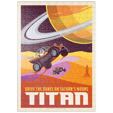 Darstellung des Puzzle Motivs puzzleplate Saturn: As Seen From Dune Buggies On Titan, Vintage Poster 200 Puzzle