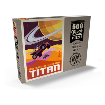 Darstellung des Puzzle Motivs Saturn: As Seen From Dune Buggies On Titan, Vintage Poster 500 Puzzle Schachtel Ansicht2