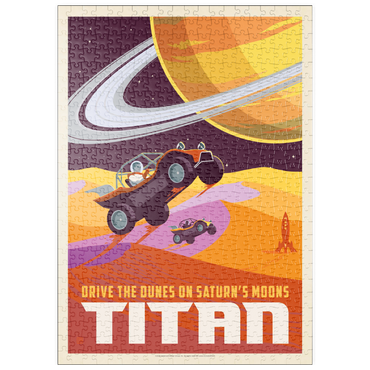 Darstellung des Puzzle Motivs puzzleplate Saturn: As Seen From Dune Buggies On Titan, Vintage Poster 500 Puzzle