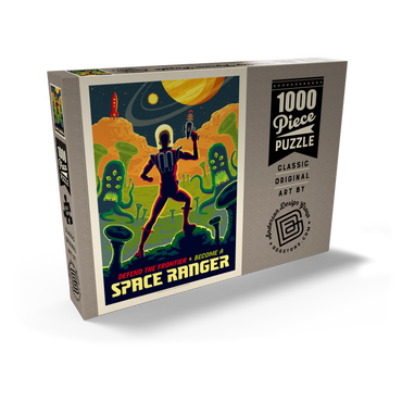 Darstellung des Puzzle Motivs Space Ranger: Retro Futura, Vintage Poster 1000 Puzzle Schachtel Ansicht2