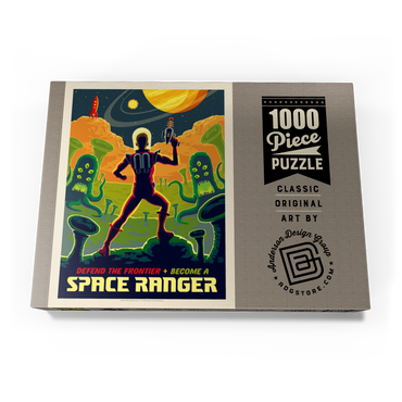 Darstellung des Puzzle Motivs Space Ranger: Retro Futura, Vintage Poster 1000 Puzzle Schachtel Ansicht3