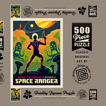 Darstellung des Puzzle Motivs Space Ranger: Retro Futura, Vintage Poster 500 Puzzle Schachtel 3D Modell