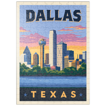 Darstellung des Puzzle Motivs puzzleplate Dallas, Texas: Downtown River View, Vintage Poster 200 Puzzle
