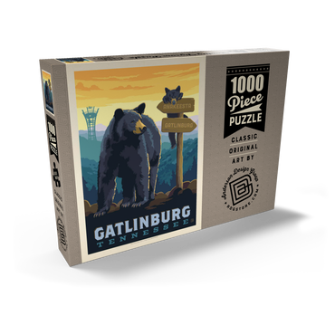 Darstellung des Puzzle Motivs Gatlinburg, Tennessee: Anakeesta Signpost, Vintage Poster 1000 Puzzle Schachtel Ansicht2