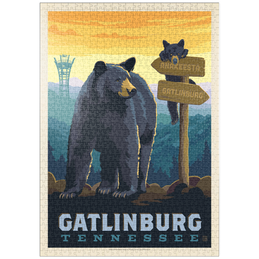 Darstellung des Puzzle Motivs puzzleplate Gatlinburg, Tennessee: Anakeesta Signpost, Vintage Poster 1000 Puzzle